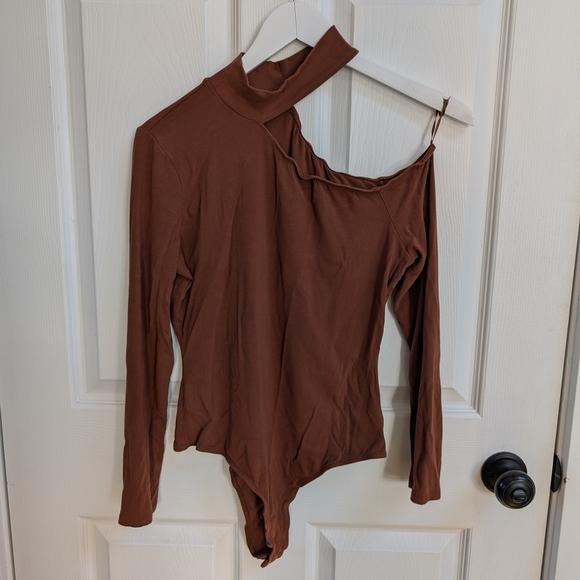 Astr Tops - Astr Asymmetrical Brown Bodysuit